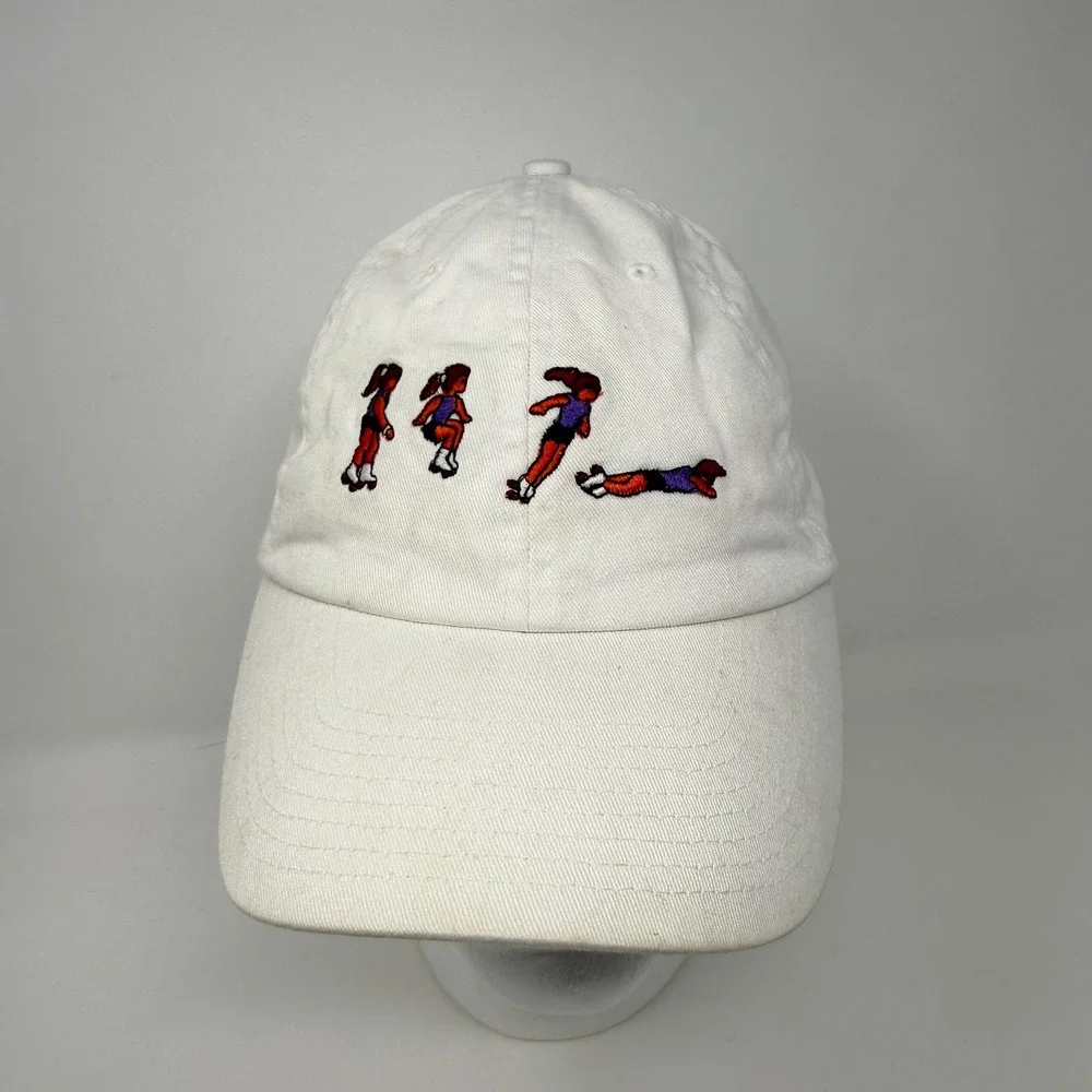 Bayside White Roller‎ Skating Embroidered Dad Hat USA Made Adjustable Strapback